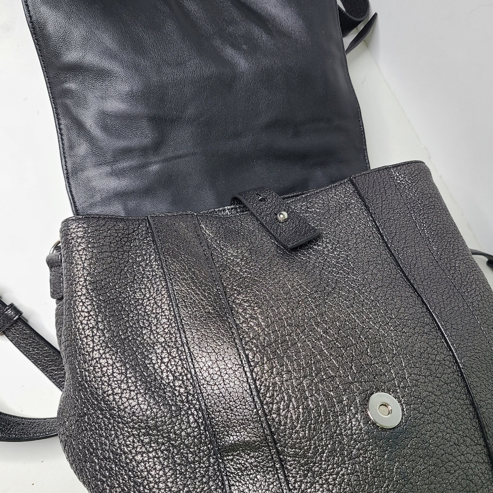 All Saints Vincent Pewter Dark Silver Metallic Top Handle Backpack - Picture 7 of 16